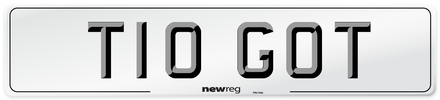 T10 GOT Number Plate from New Reg